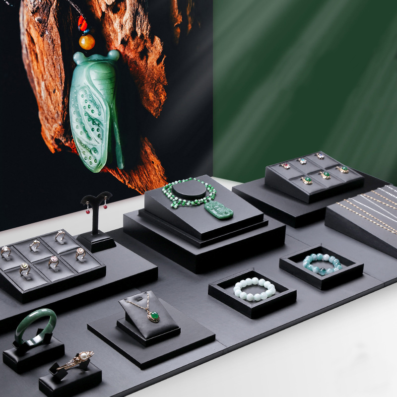Black PU Leather Jewelry Displ - огляд і ціна Display Risers Set